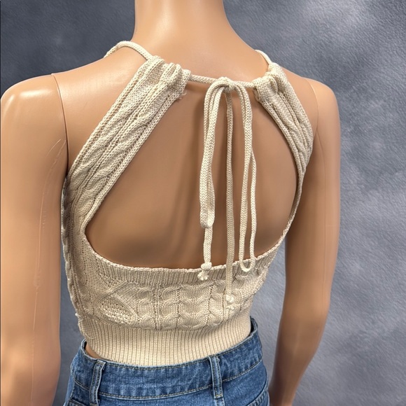 Cream Cable Knit Halter Top - Picture 2 of 2